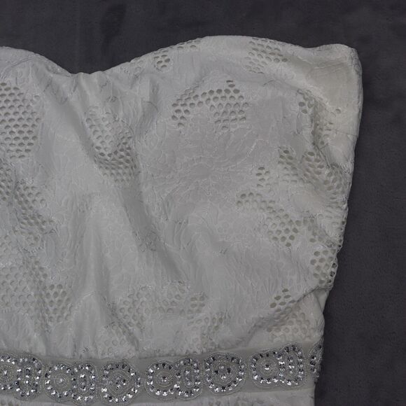 Jacaranda Jumpsuits Womens L White Strapless Floral Print Sweetheart Pullover - Picture 11 of 16